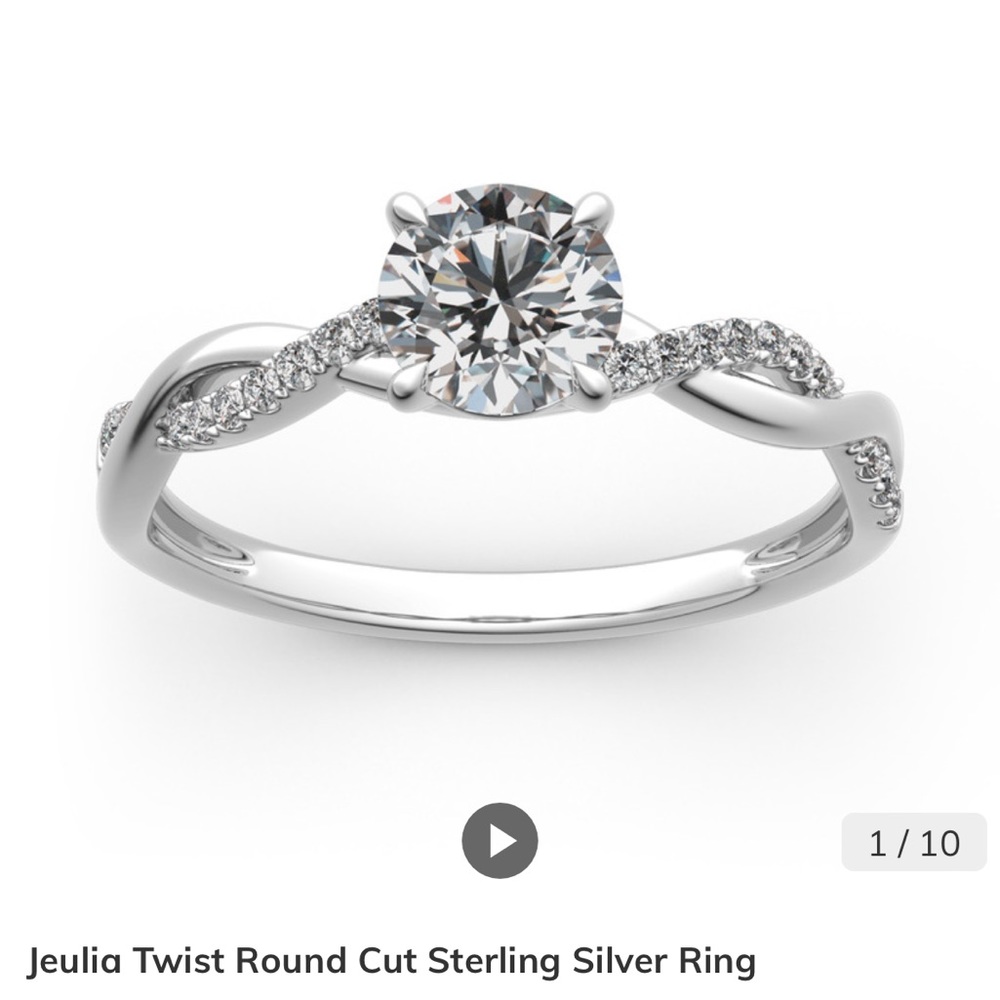 Jeulia Twist Round Cut Sterling Silver Ring (with box)